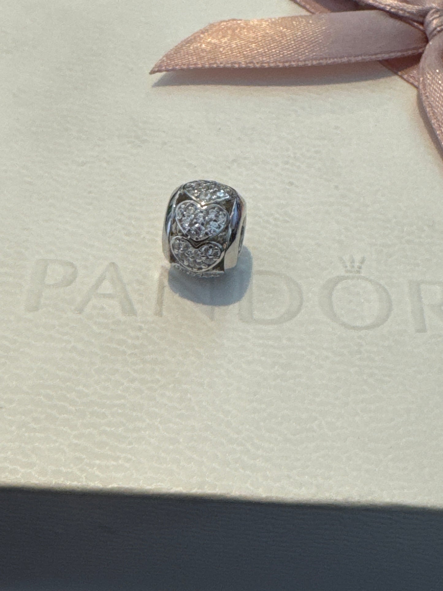 Genuine Gnoce Pave Heart Openwork Charm