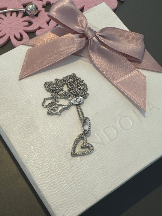 Genuine Pandora Hand Drawn Free Heart Pendant NO CHAIN