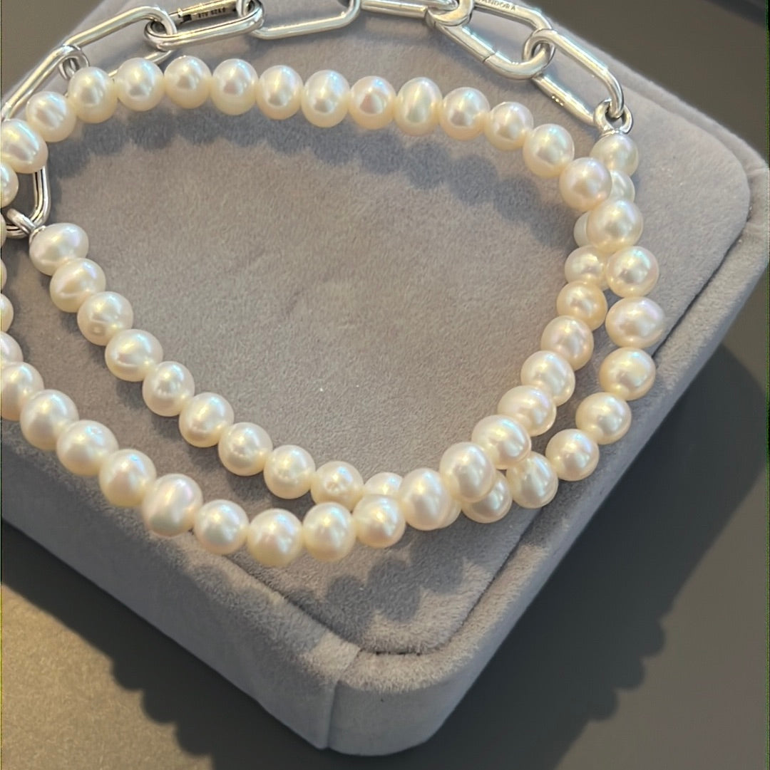 Genuine Pandora Me Treated Freshwater Cultured Pearl & Link Chain Necklace 45cm