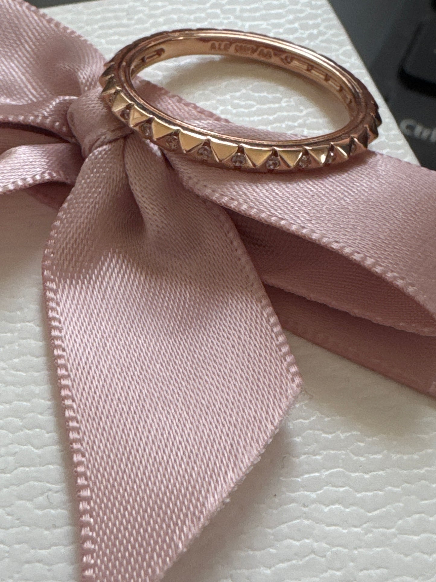 Genuine Pandora Rose Gold Pyramid CZ Ring....
