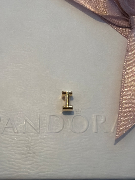 Genuine Pandora Shine Gold Initial Letter I Charm