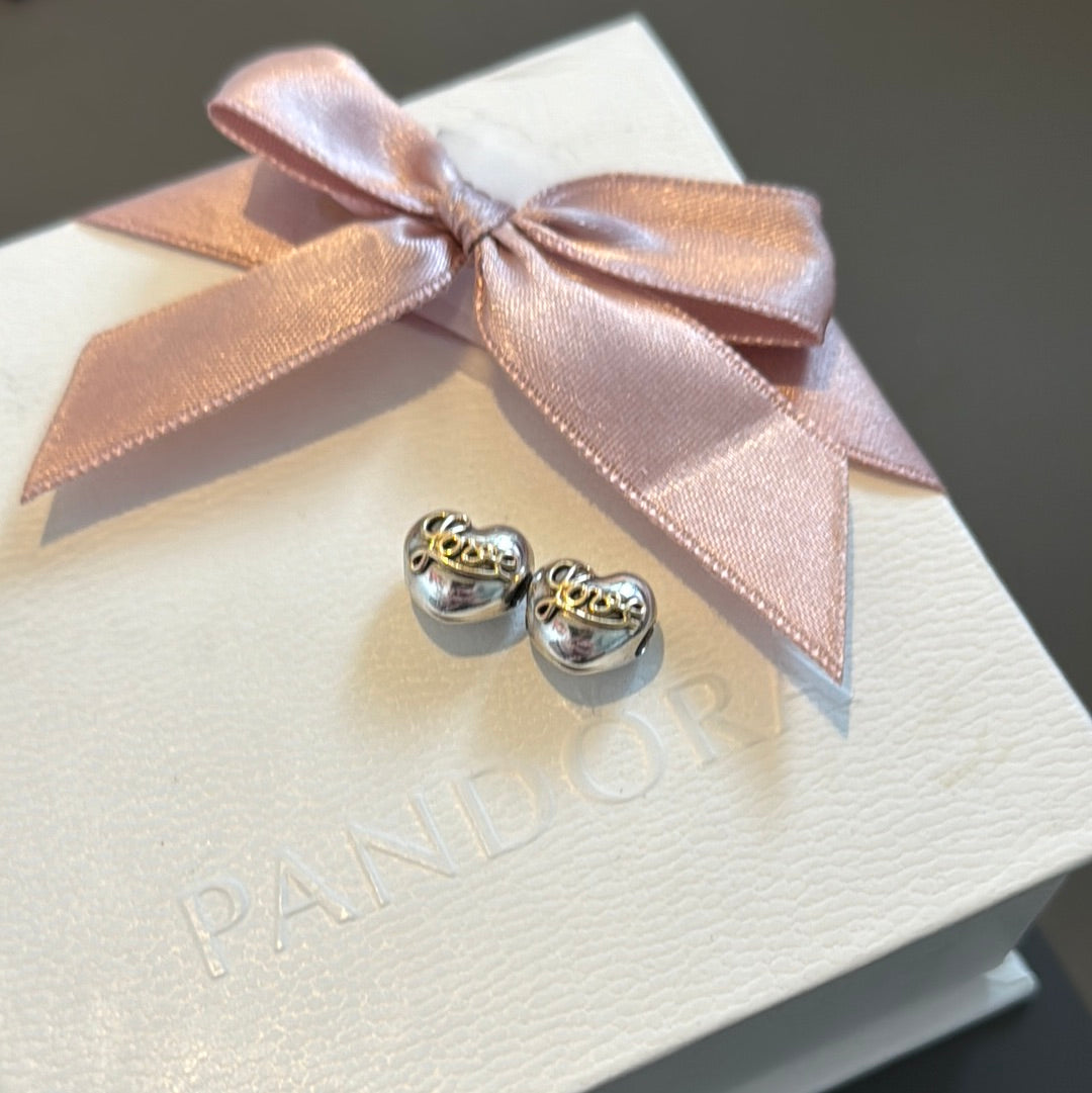 Genuine Pandora Two Tone Love Clips Heart x1