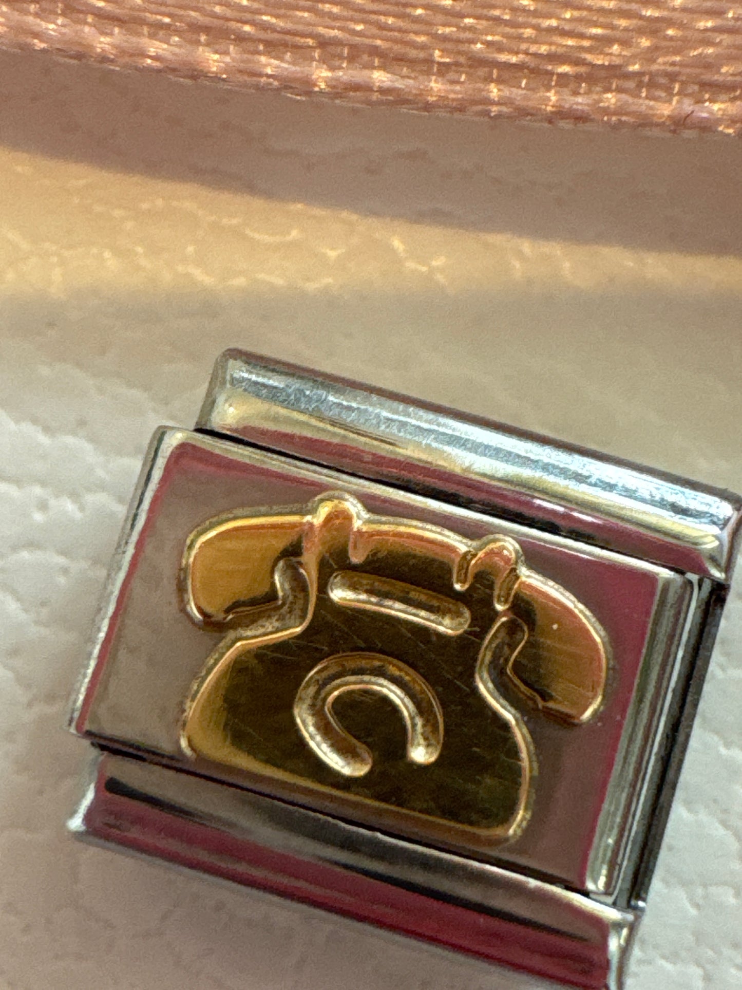 Genuine Nomination Silver Link Charm Gold Telephone