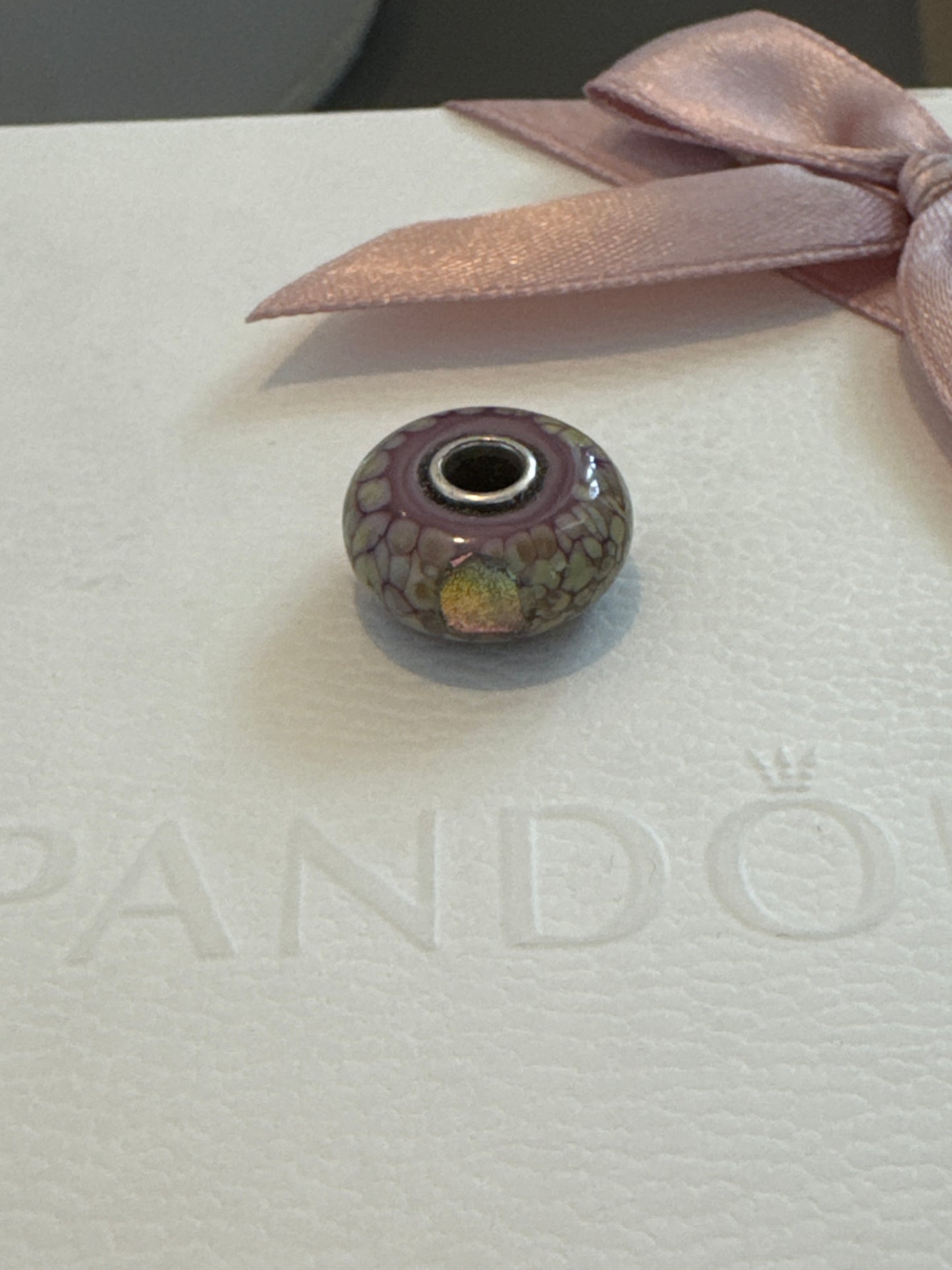 Genuine Trollbeads Purple Green Shimmer Murano Charm