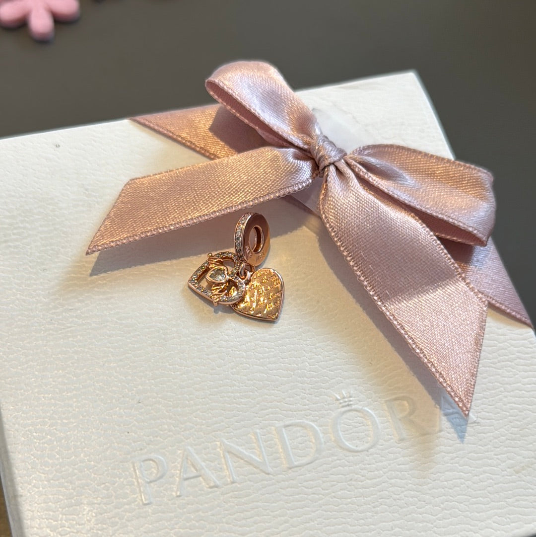 Sterling Silver Rose Gold Pave Mum CZ Dangle