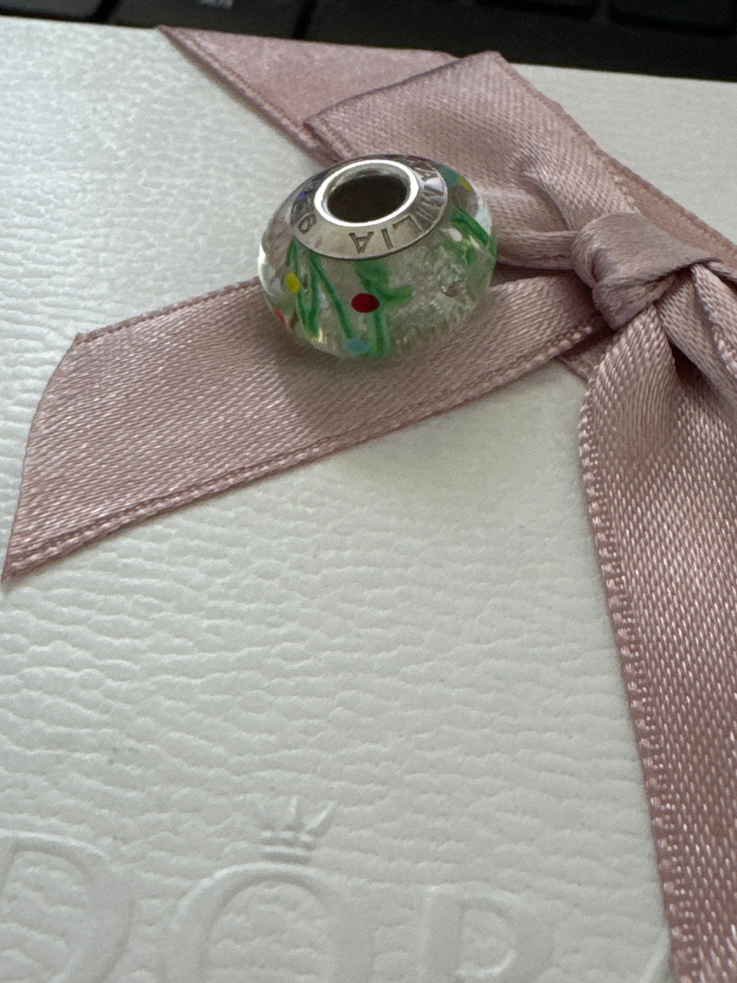 Genuine Chamilia Murano Christmas Tree Glass Charm