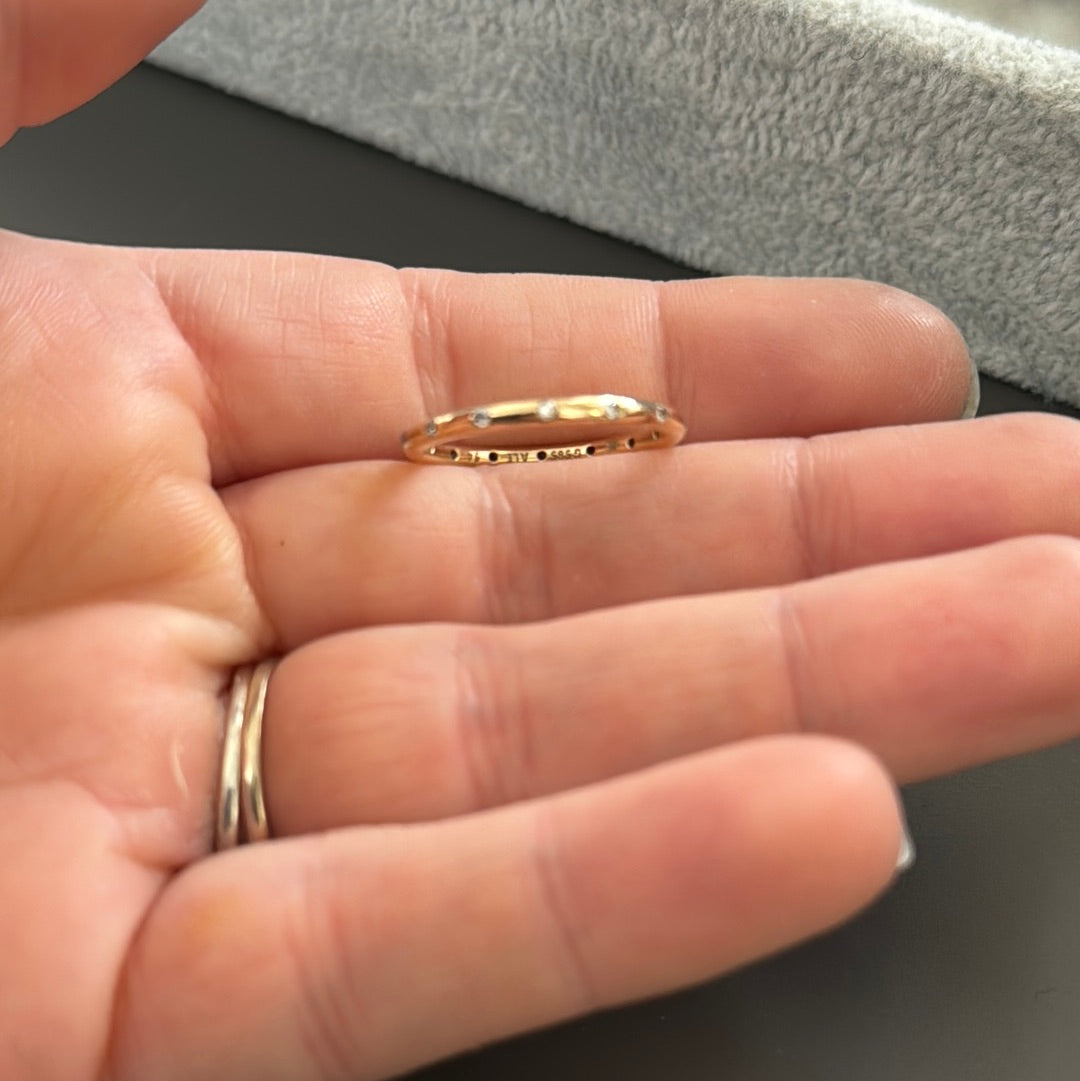 Genuine Pandora Solid Gold G585 Ring 54 Eternity CZ Precious Droplets