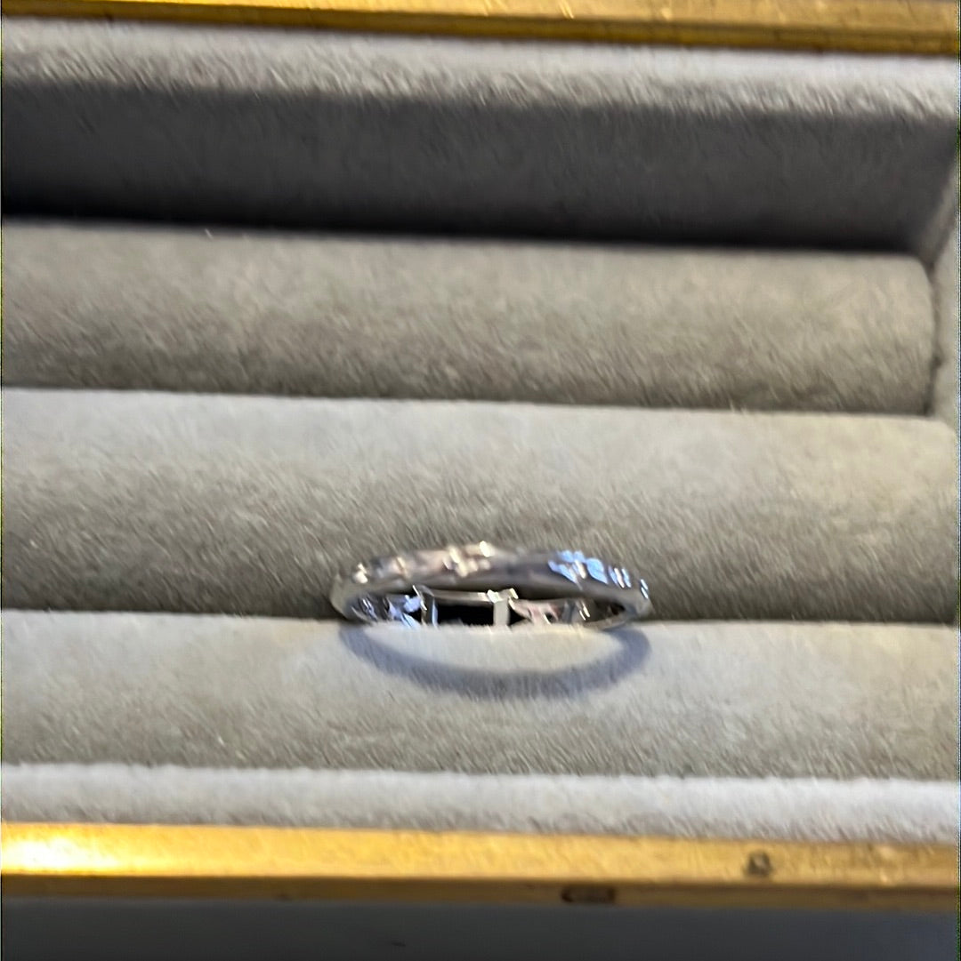 Brand New Silver Plated Ring With Blue Rectangle Stone Size 58