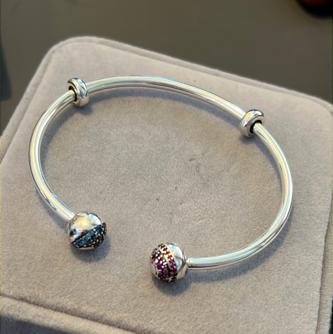 Genuine Pandora Disney Star Wars Open Torque Bangle Pave Ends Size 4 21cm
