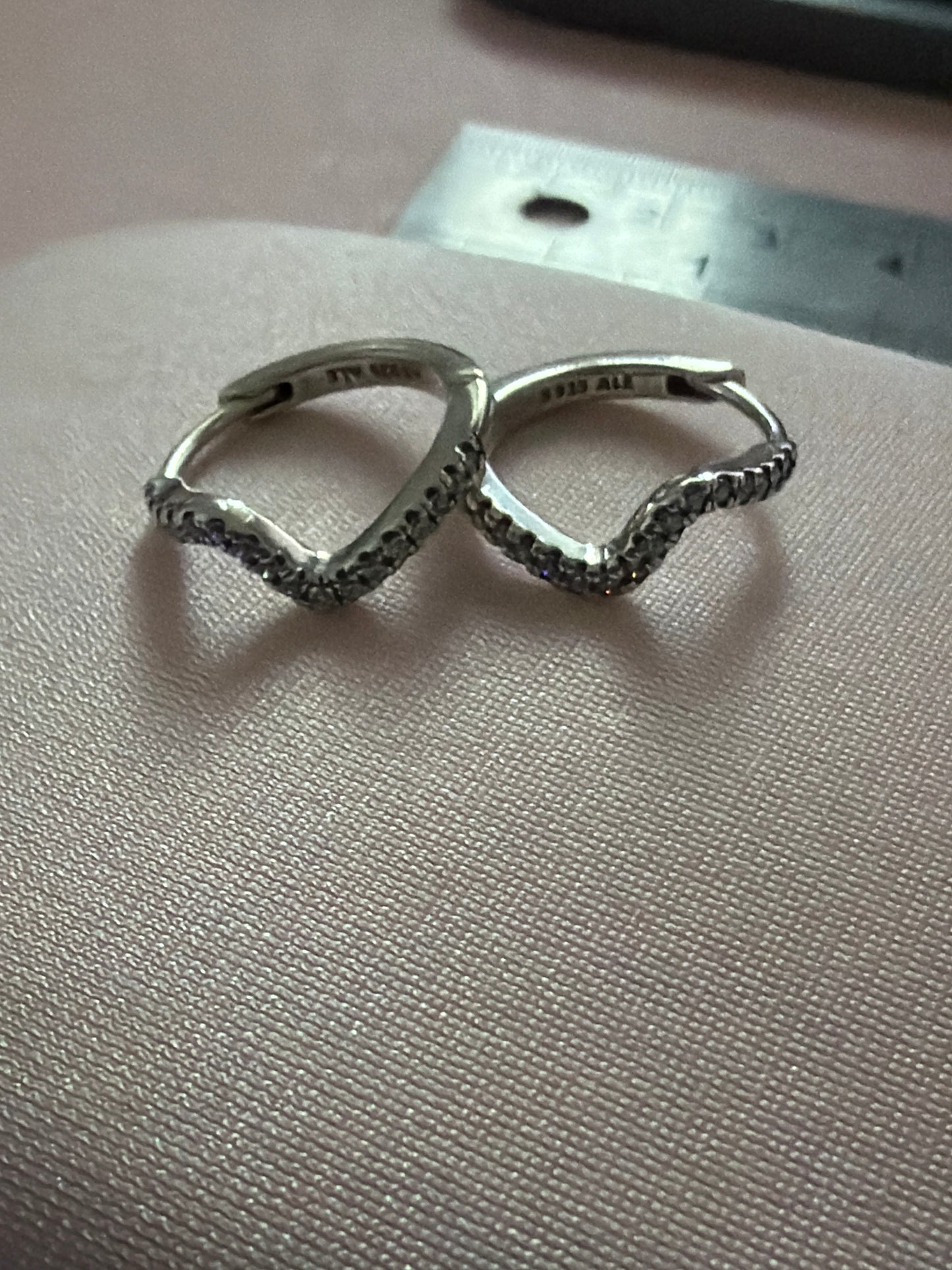 Genuine Pandora Wave Sparkling Pave Hoop Earrings