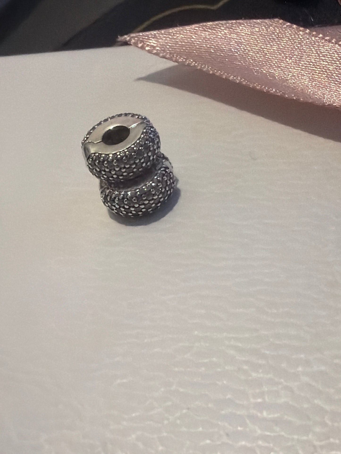 Genuine Pandora Clear Pave Silicone Clips Small x2