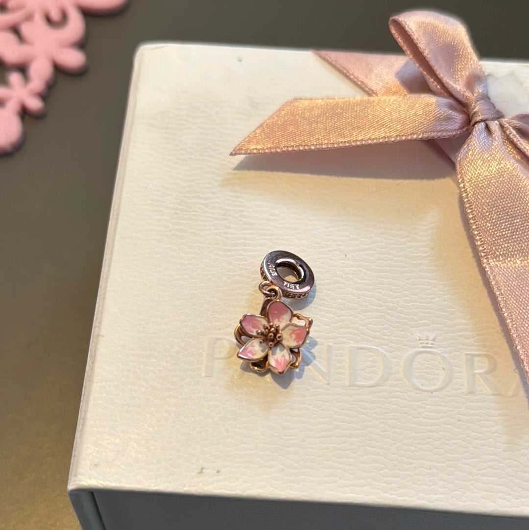 Genuine Pandora Rose Gold Cherry Blossom Flower Charm HTF