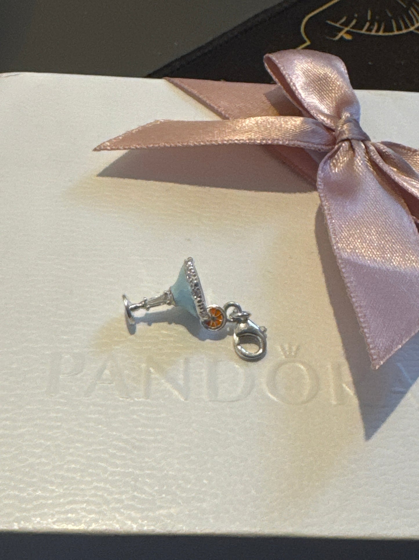 Genuine Thomas Sabo Blue Enamel Cocktail Glass Clip Charm