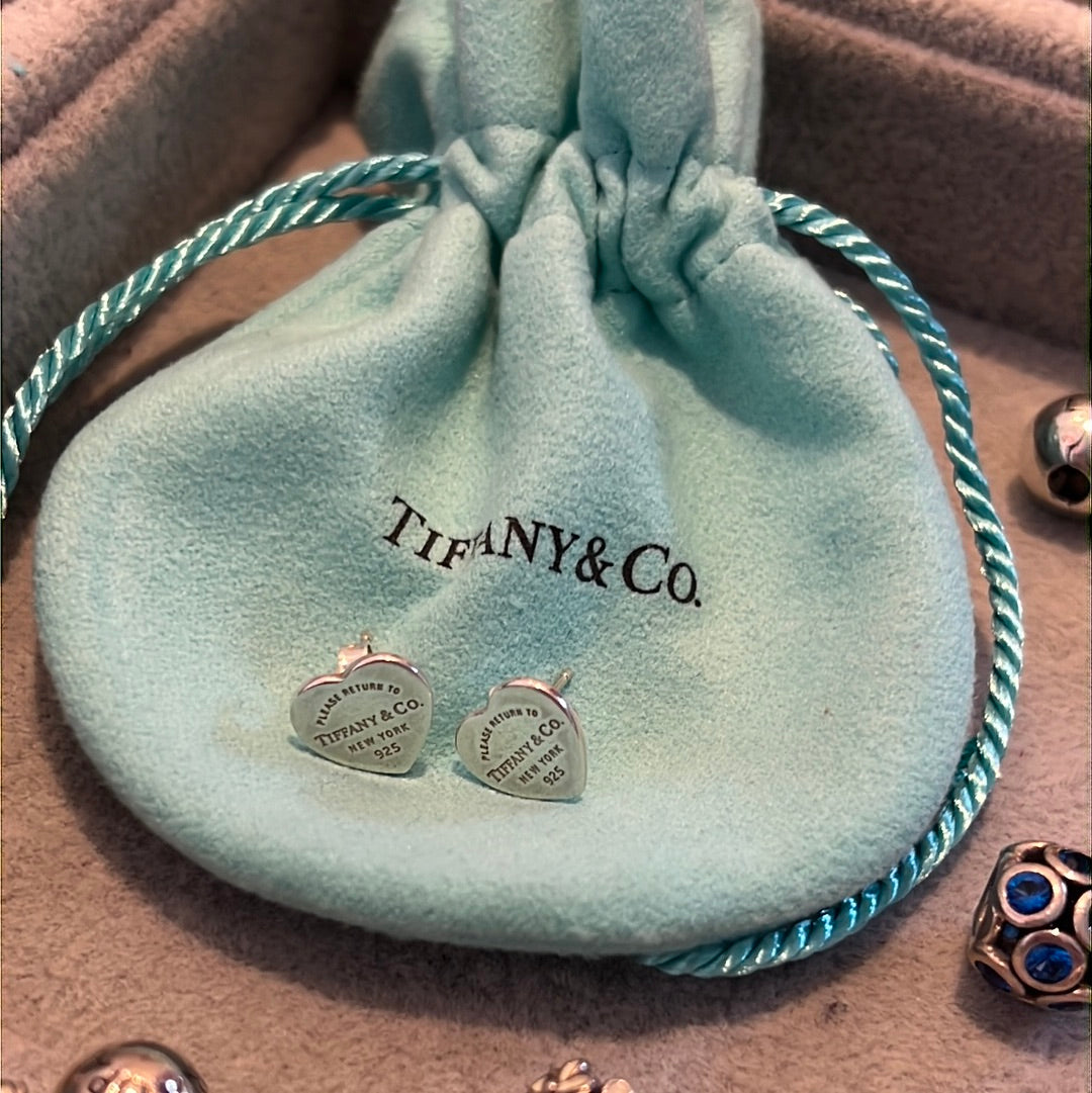 Genuine Tiffany & CO Sterling Silver Heart Earrings
