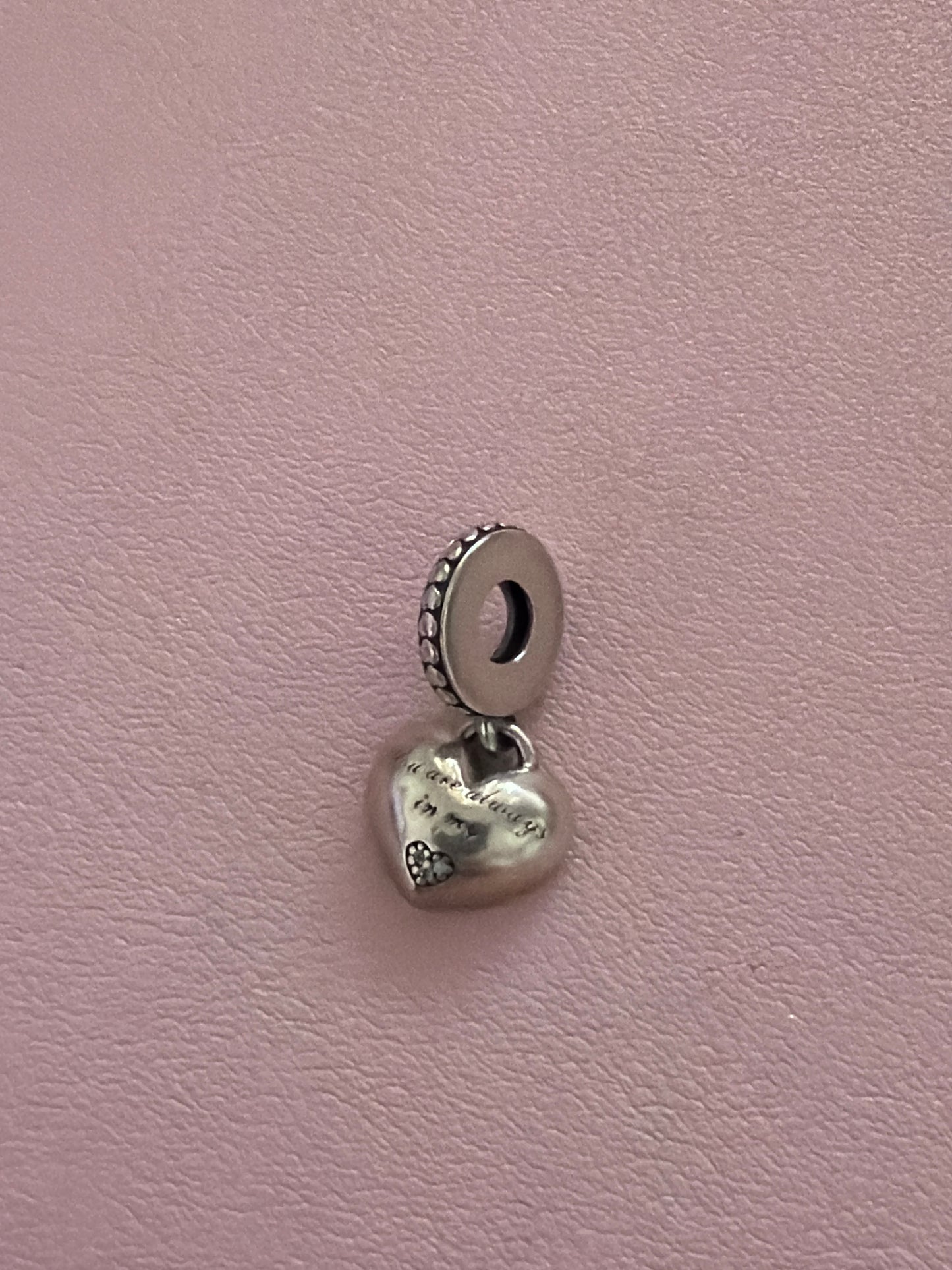 Genuine Pandora Mother Half With Pink Enamel Dangle Charm