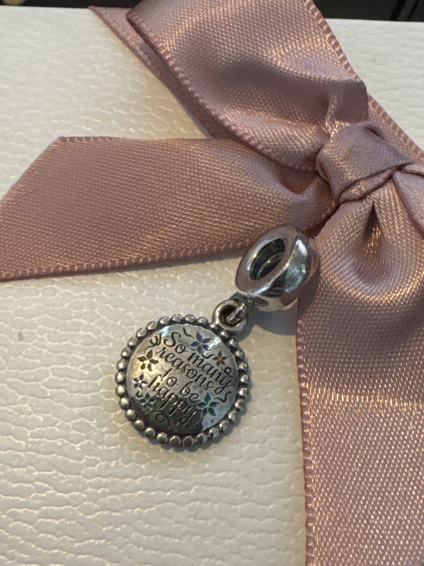 Genuine Pandora HTF 'So many reasons to be happy' Enamel Dangle Charm
