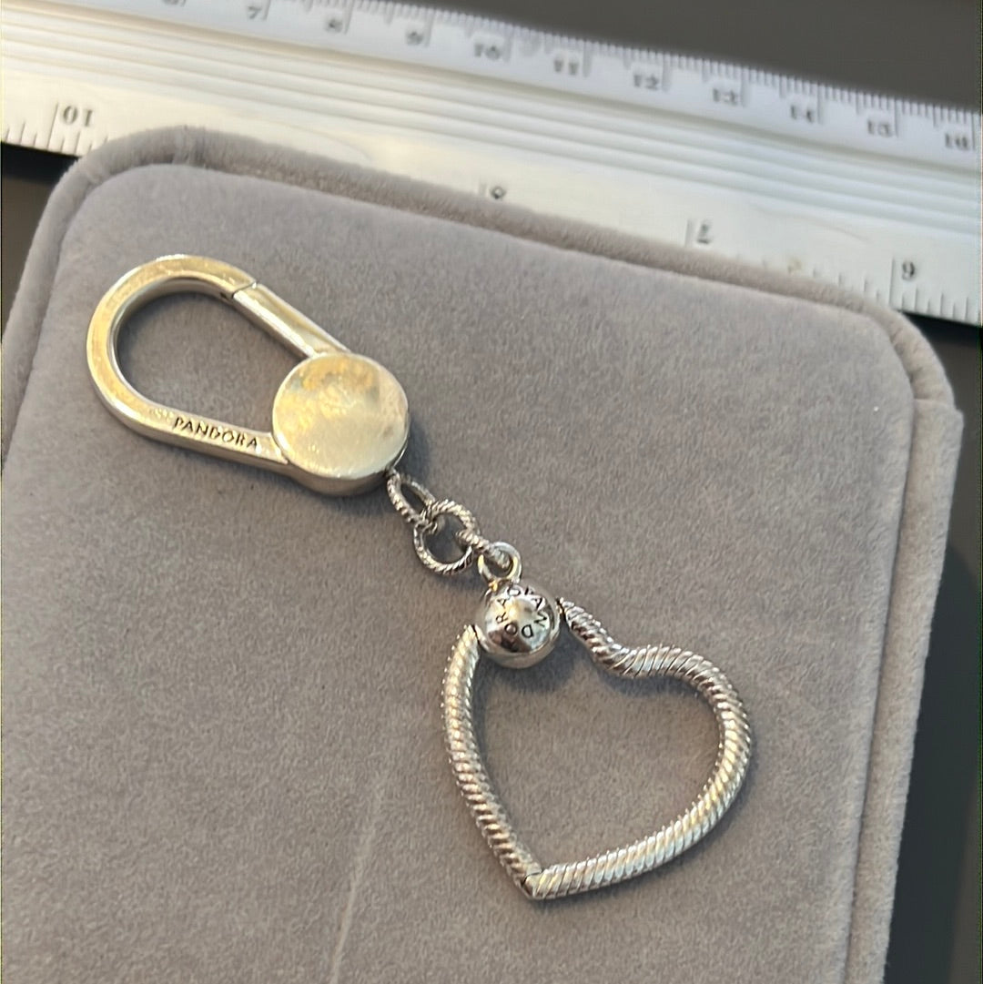 Genuine Pandora Medium Heart Keychain Key Ring Bag Clip