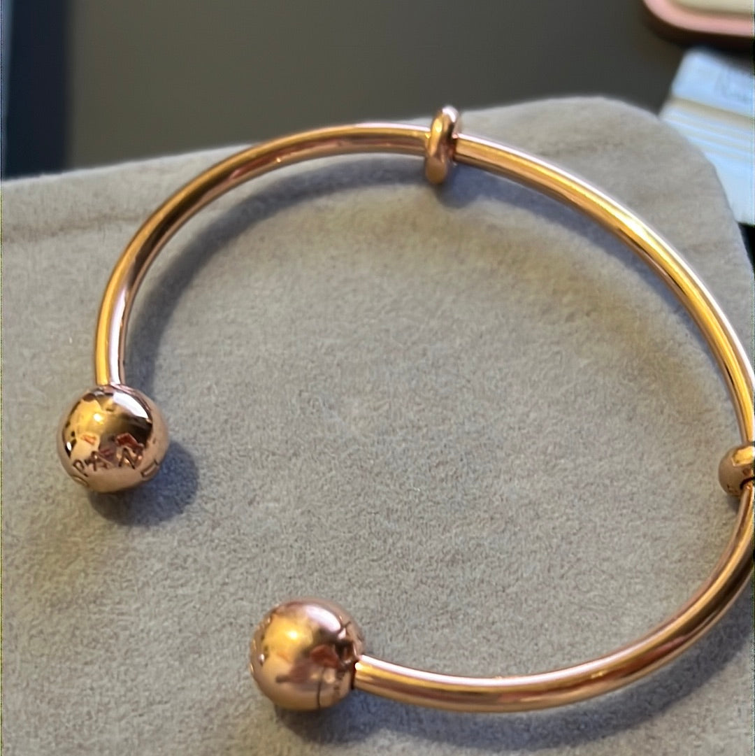 Genuine Pandora Rose Gold Open Torque Bangle Size 1 Small