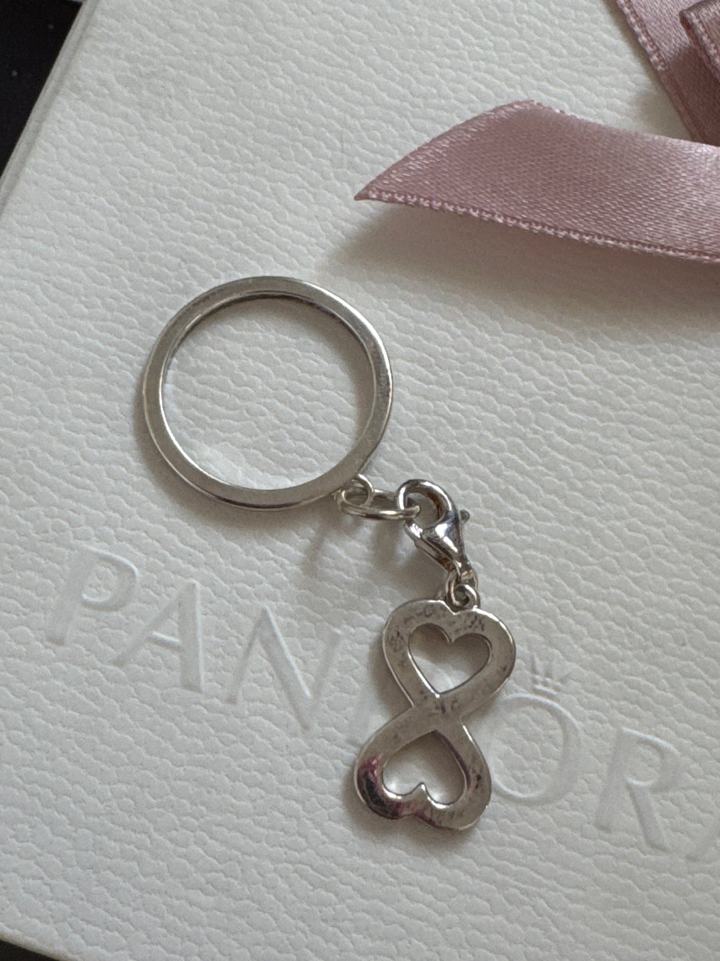 Genuine Thomas Sabo Charm Holder With Double Heart Pave Charm