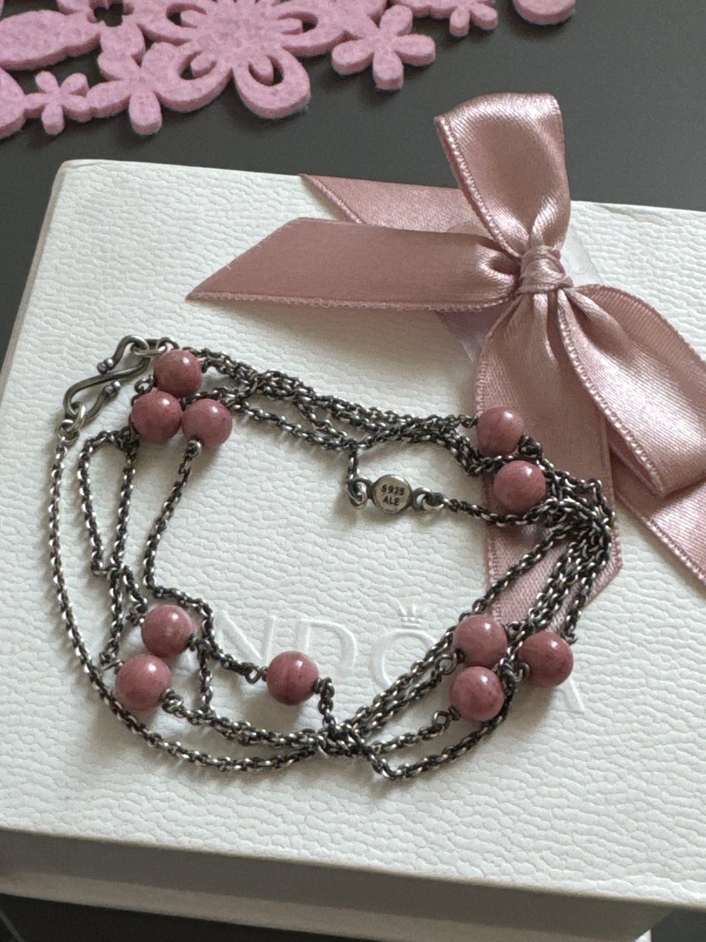 Genuine Pandora Rhodonite Pink Rock 80cm Open End Chain 590405RNI-80