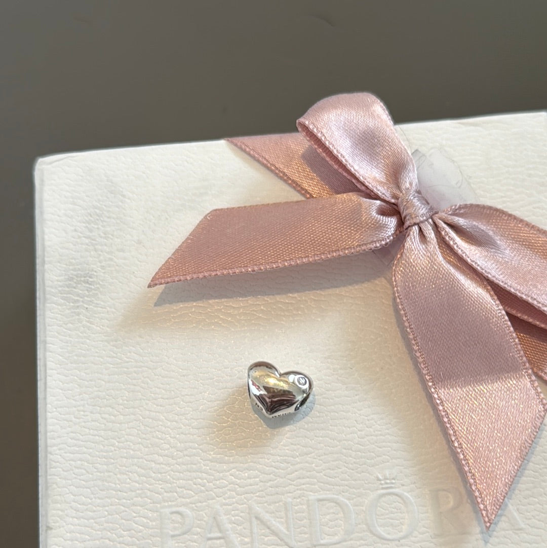 Genuine Chamilia Enamel CZ Heart Footprints Baby
