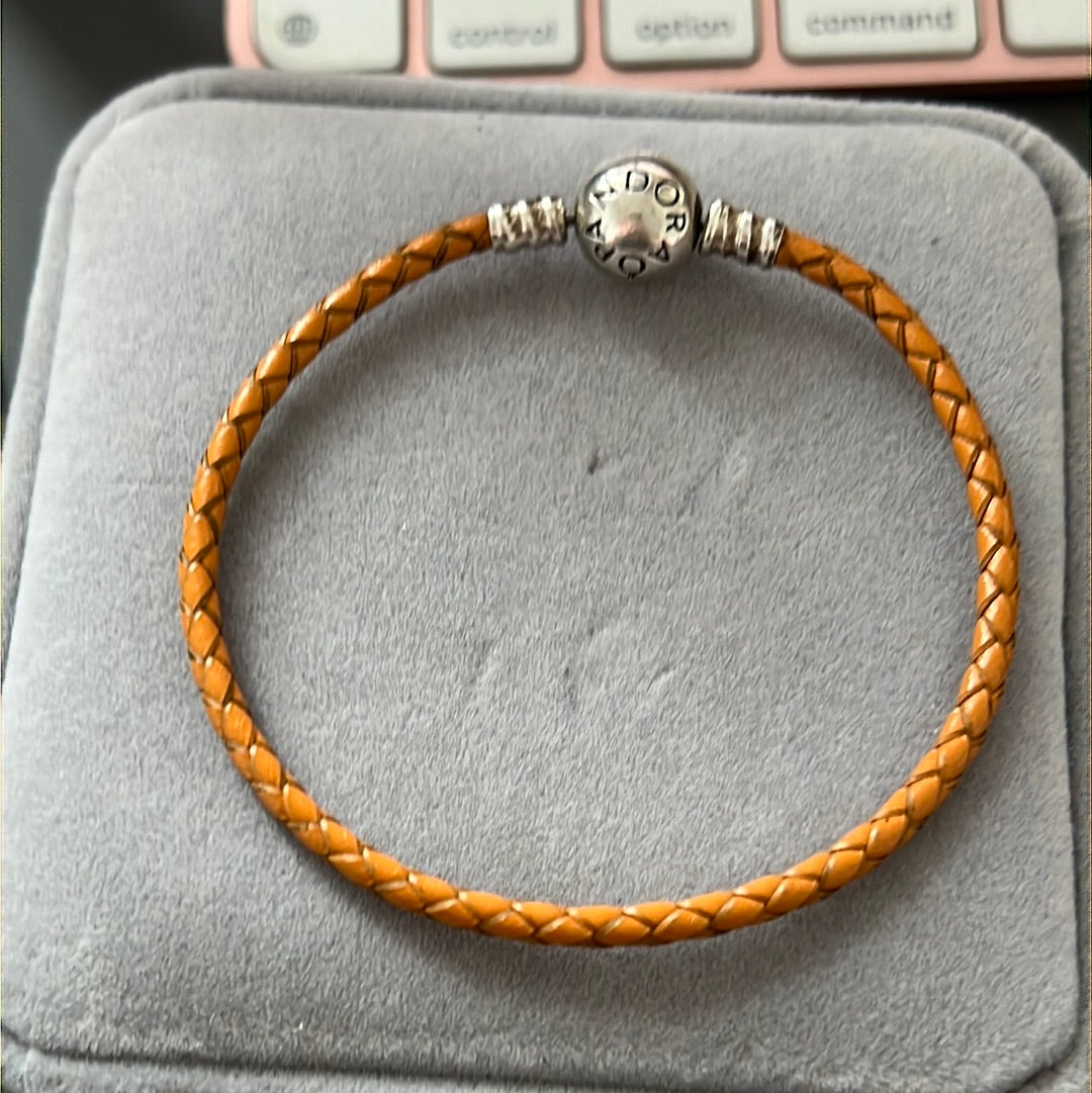Genuine Pandora Single Tan Brown Leather Bracelet 20cm