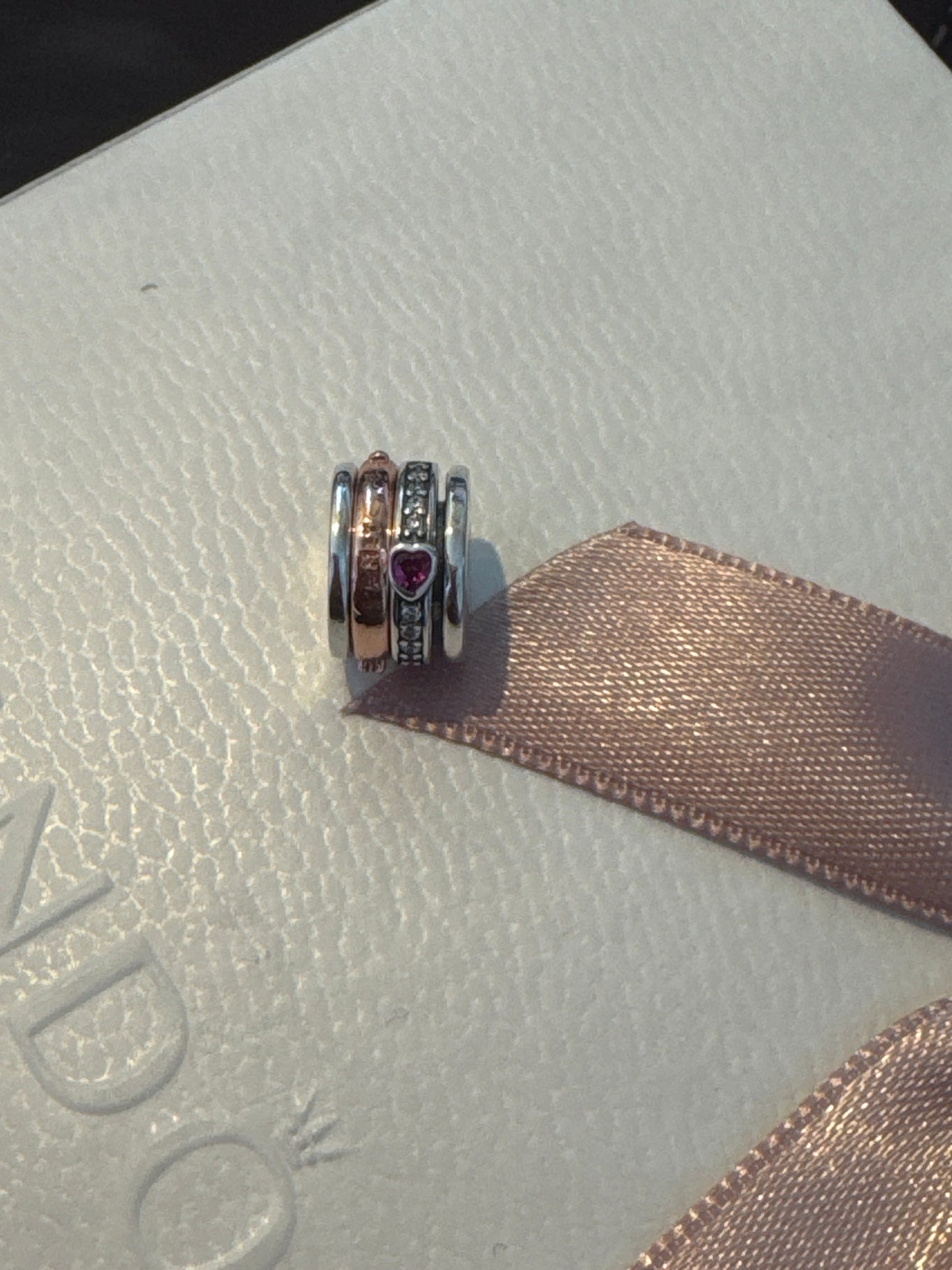 Genuine Pandora Spinning Silver & Rose Gold I Love You Charm