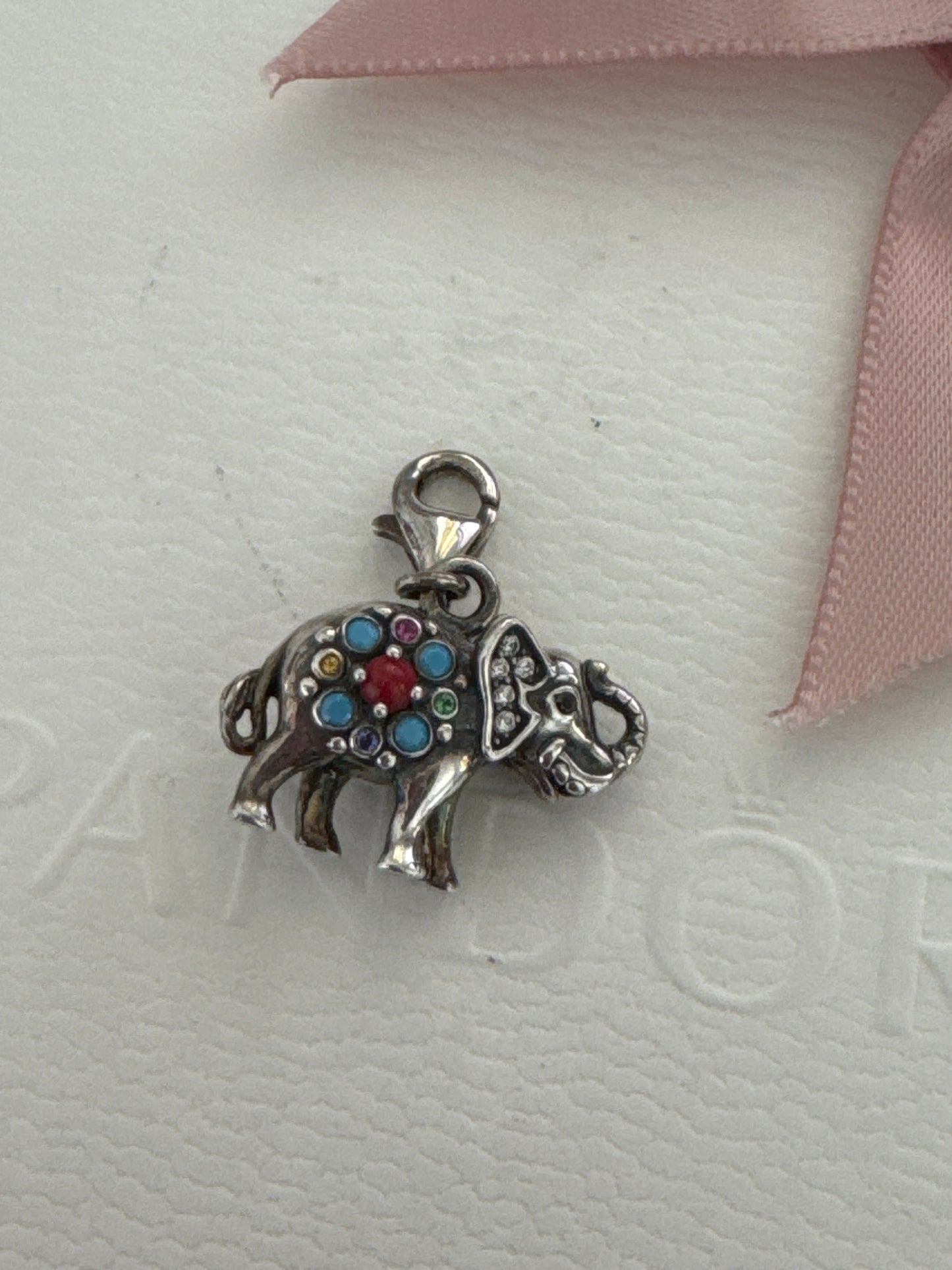 Genuine Thomas Sabo Enamel Elephant CZ Dangle Charm