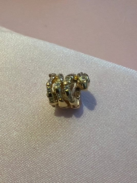 Genuine Pandora Coiled Snake Shine Gold Pave Animal Charm