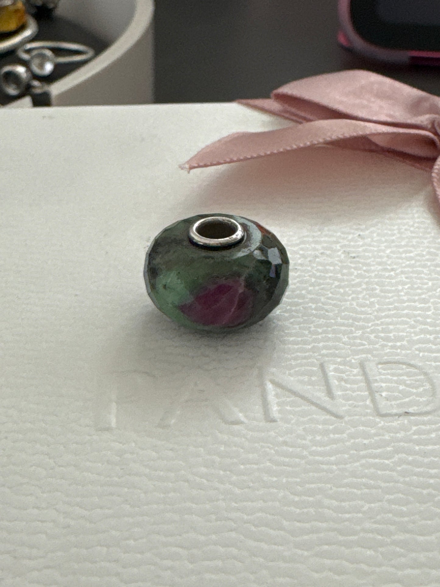 Genuine Trollbeads Ruby and Green Zoisite Murano Charm