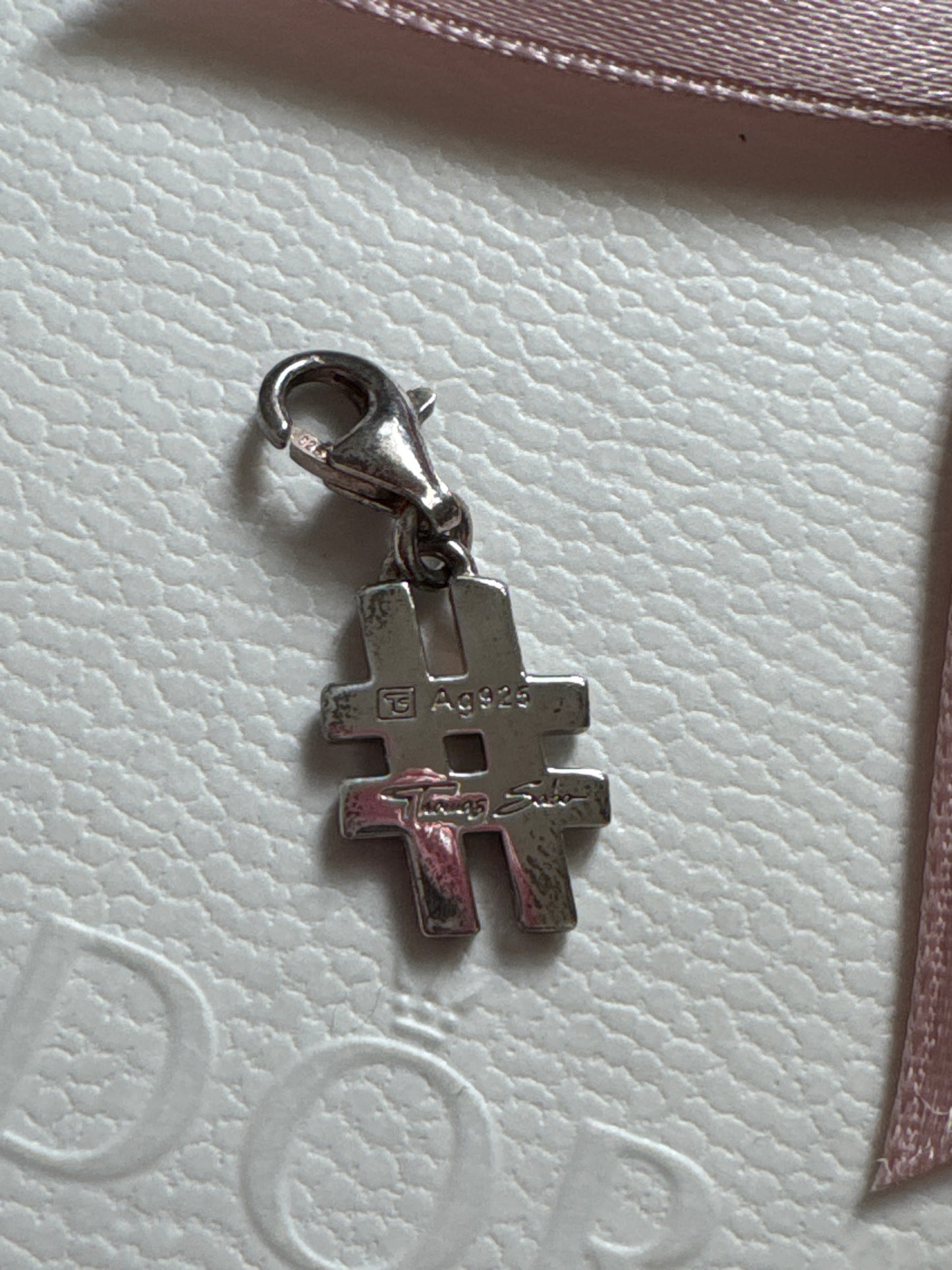 Genuine Thomas Sabo Pave Hashtag Charm Dangle