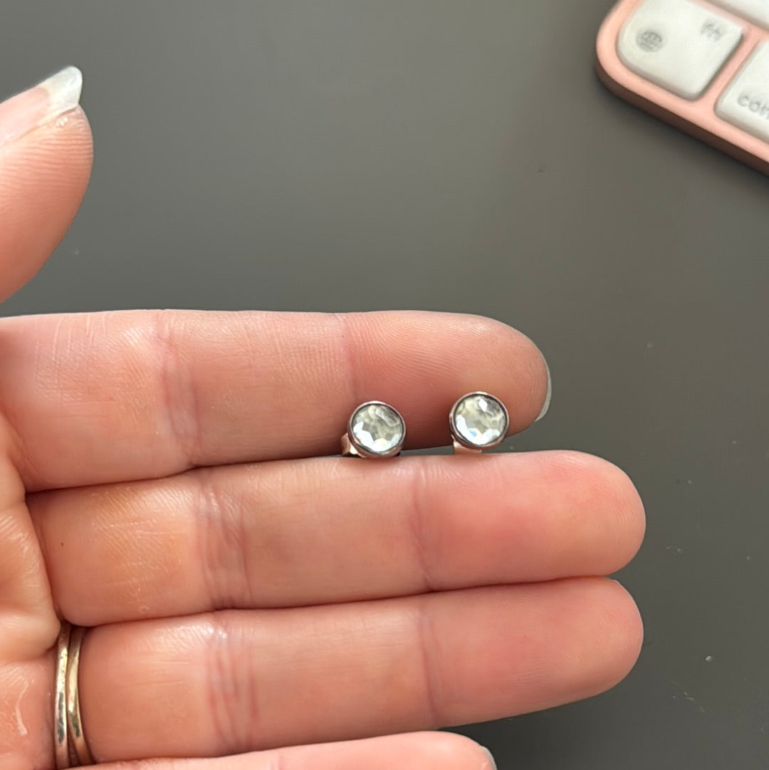 Genuine Pandora Light Blue Topaz? Birthstone Earrings Studs.