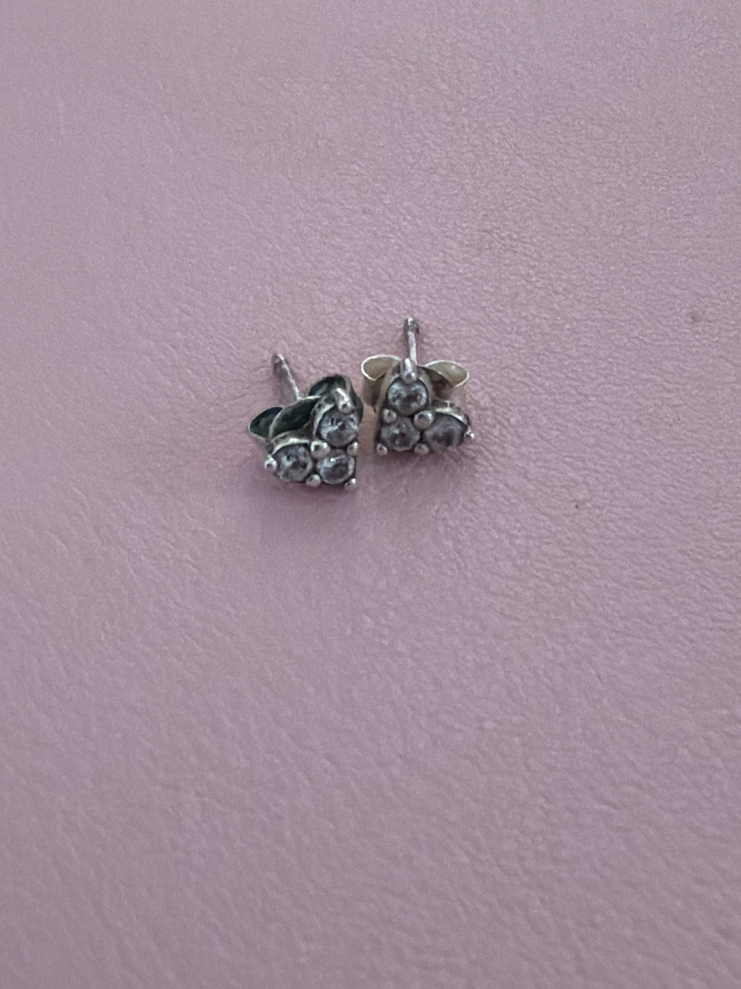 Genuine Pandora Triple Stone Heart Earrings