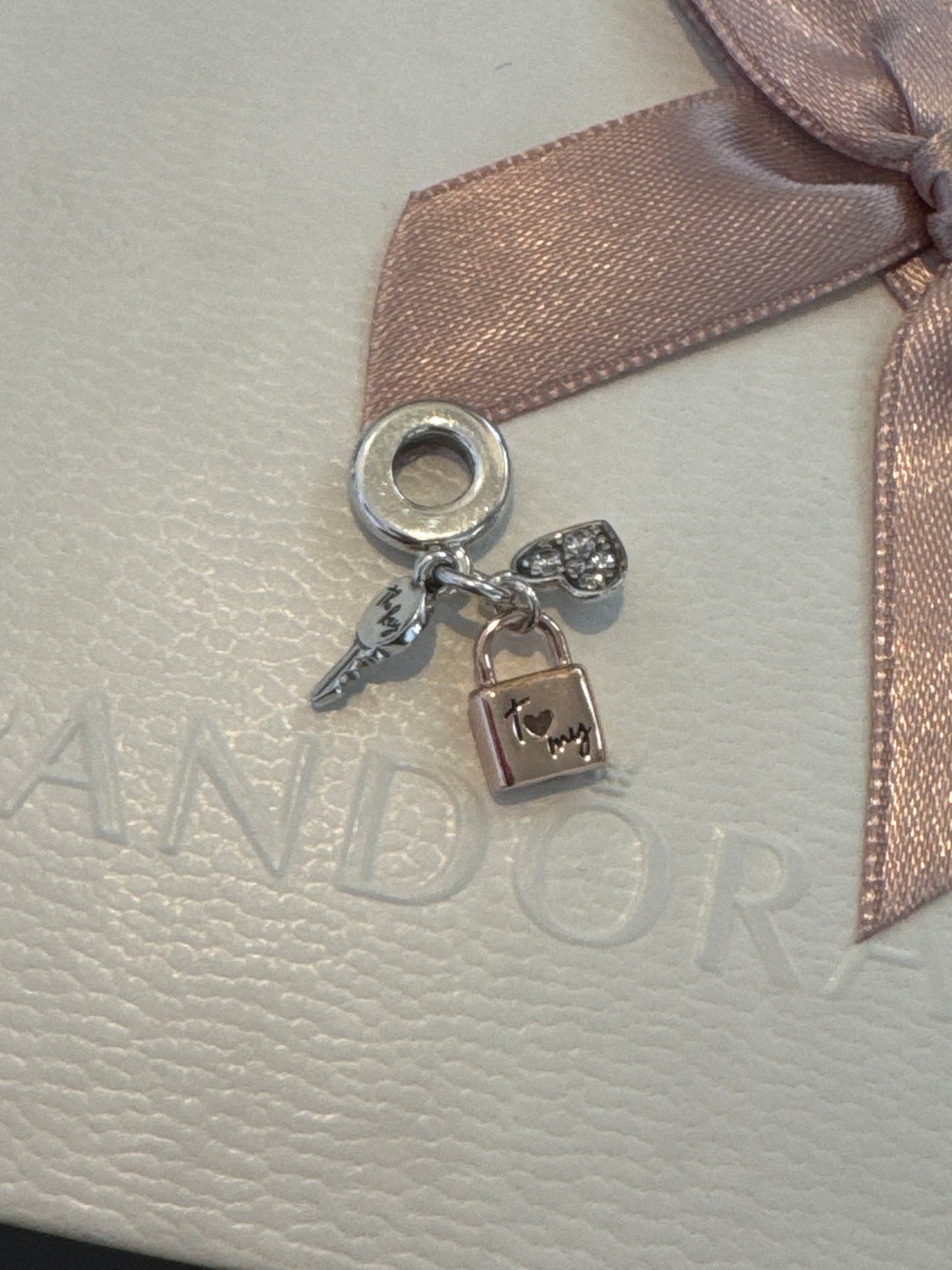 Genuine Pandora Rose Gold Lock and Heart Key Dangle Charm