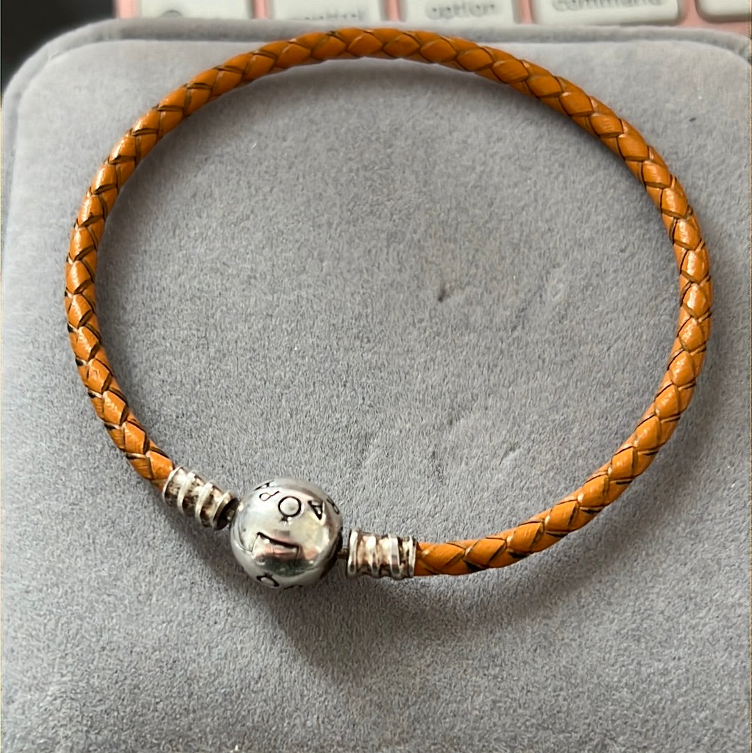 Genuine Pandora Single Tan Brown Leather Bracelet 20cm