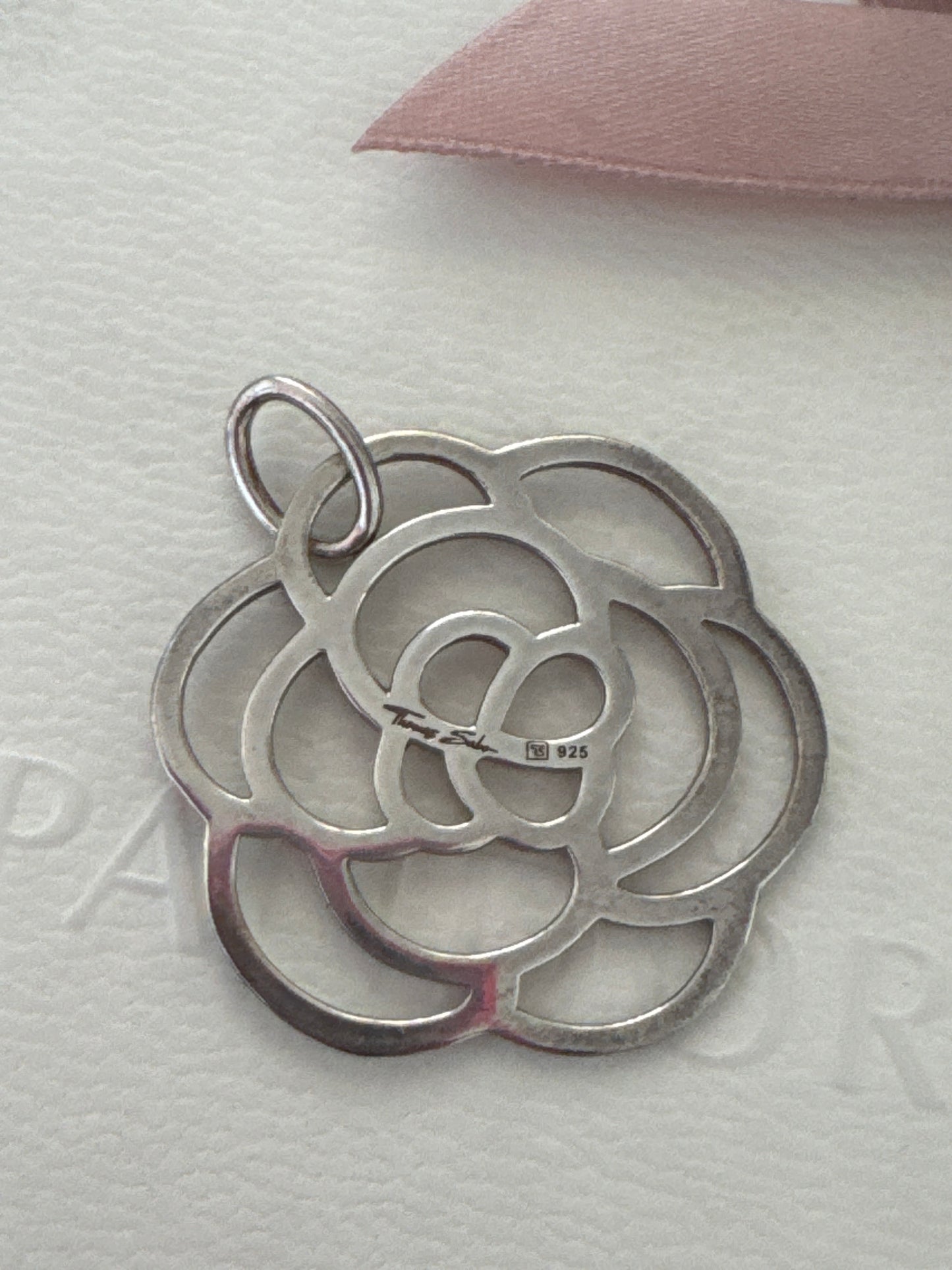 Genuine Thomas Sabo Large Flat flower Rose Dangle Pendant Charm