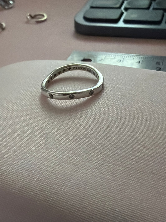 Genuine Pandora Clear CZ Stone Half and Half Plain Ring Size 50