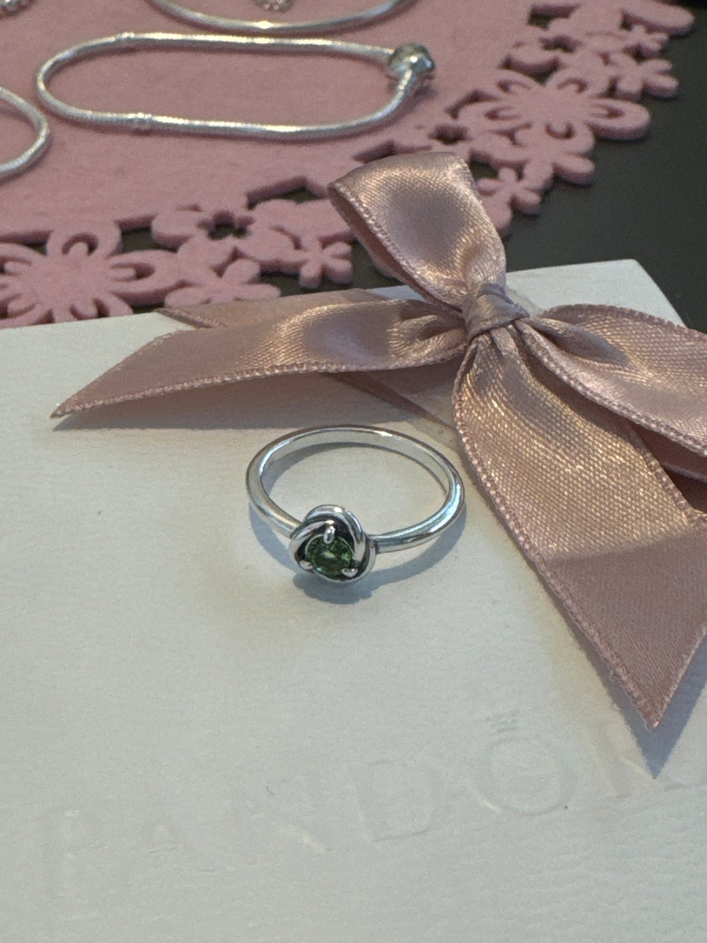 Genuine Pandora New Style Birthstone Ring Green August 56