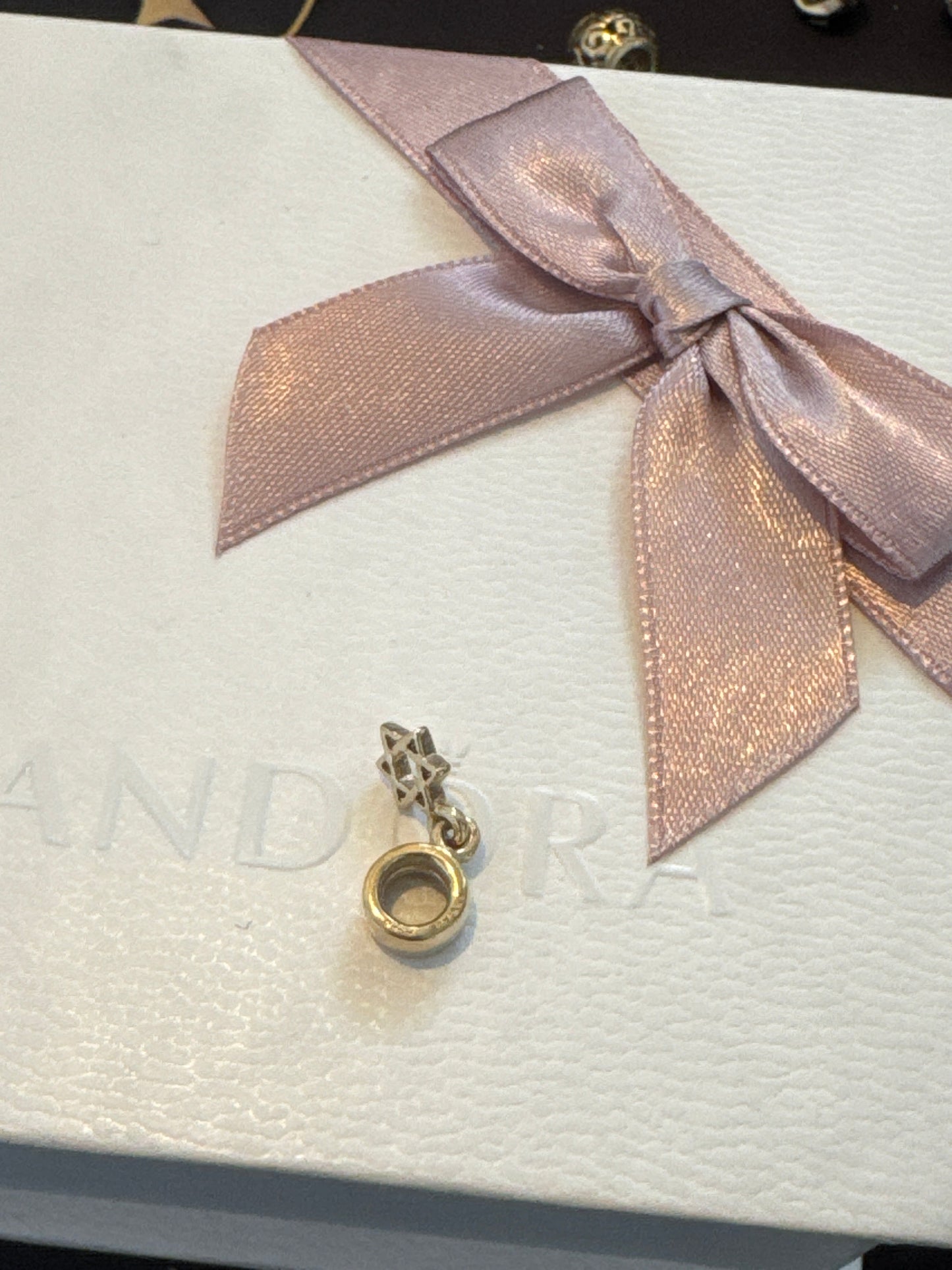 Genuine Pandora Solid 14ct Gold HF RARE Star of David Dangle Charm HTF