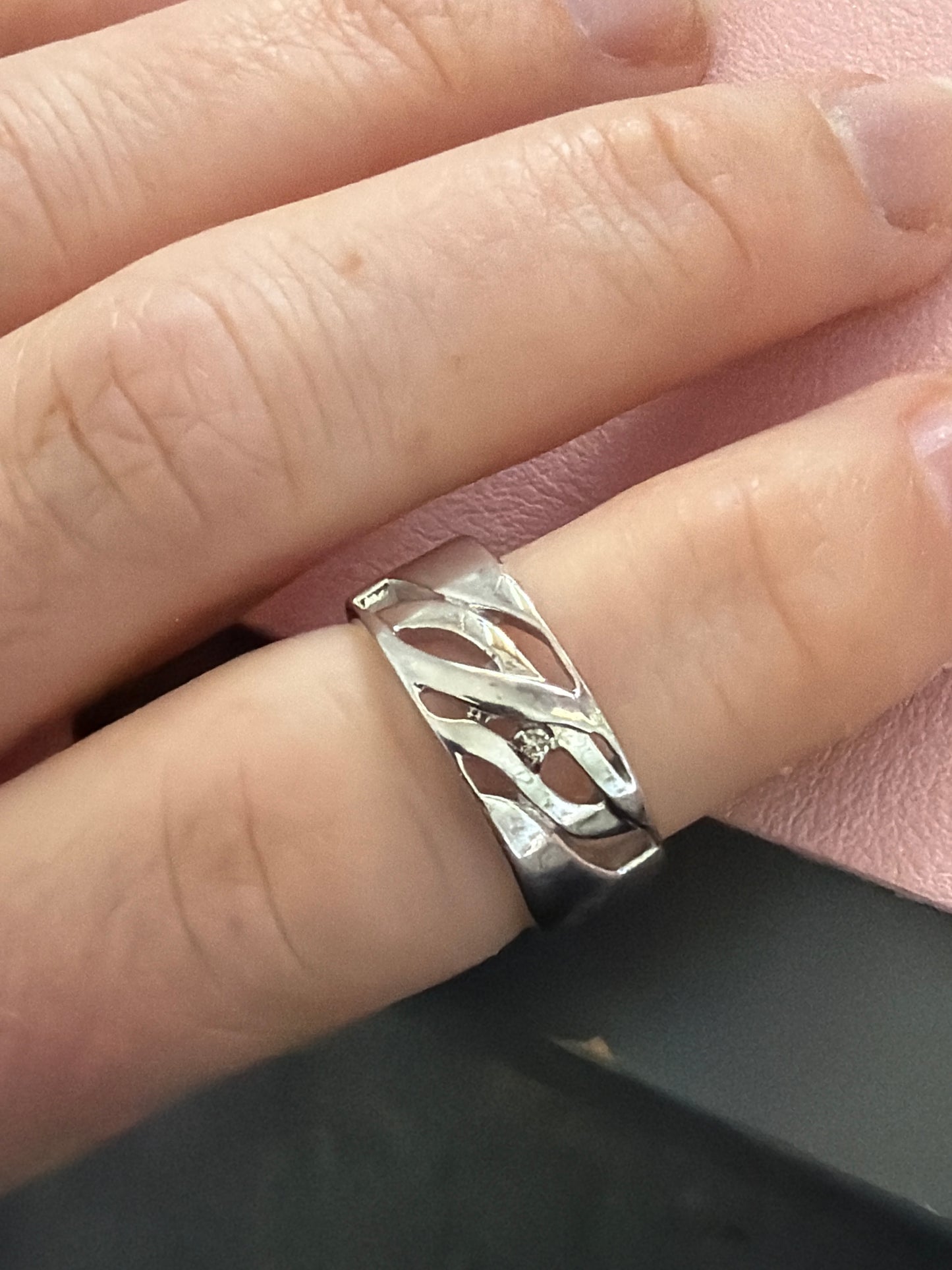 Genuine Hot Diamond Chunky Openwork Thick Statement Ring Pave 54