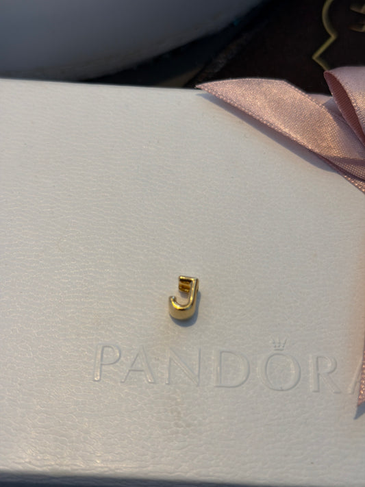 Genuine Pandora Shine Gold Initial Letter J Charm