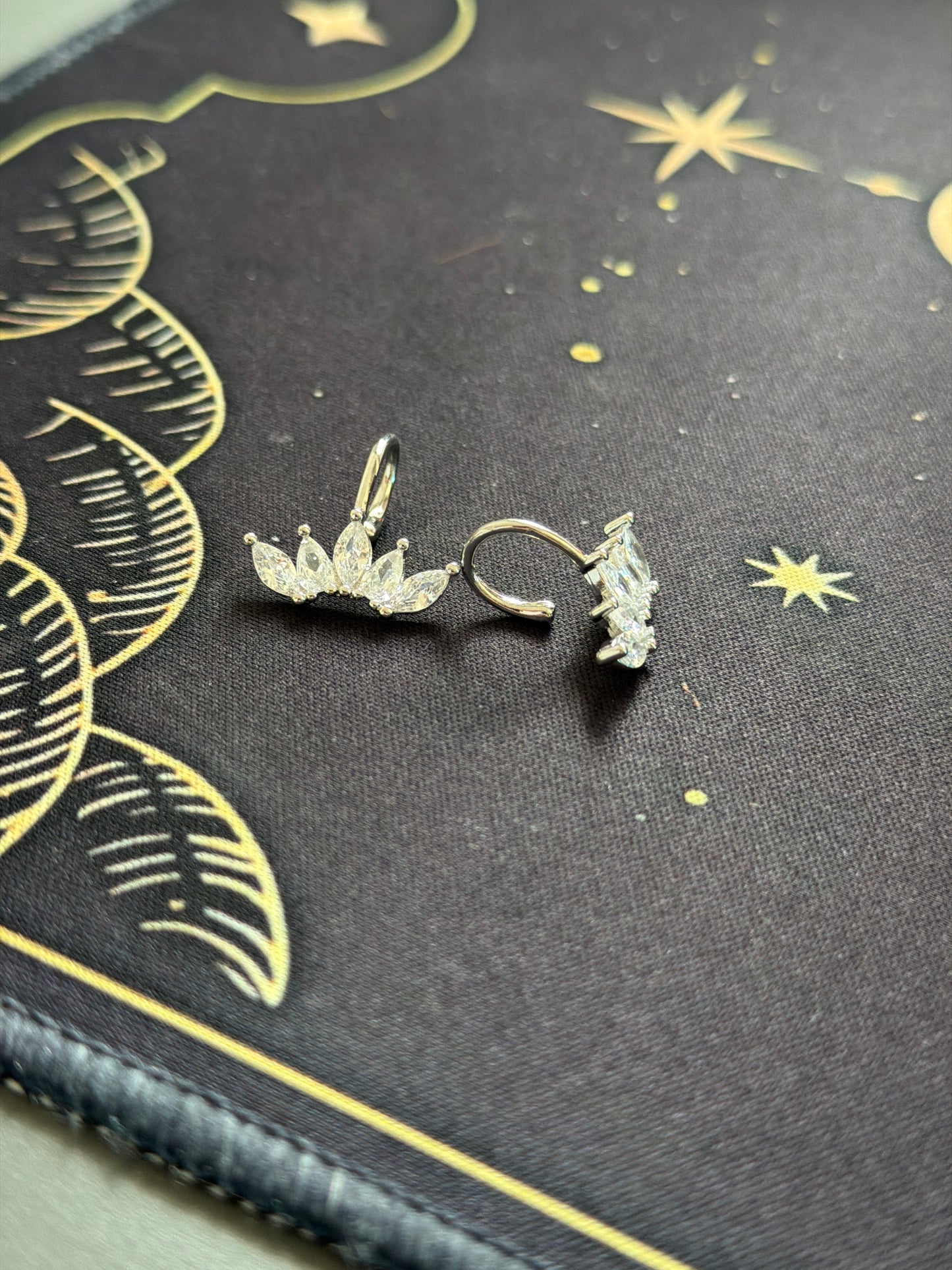 Brand New Silver Plated Pave Ear Cuff Earrings