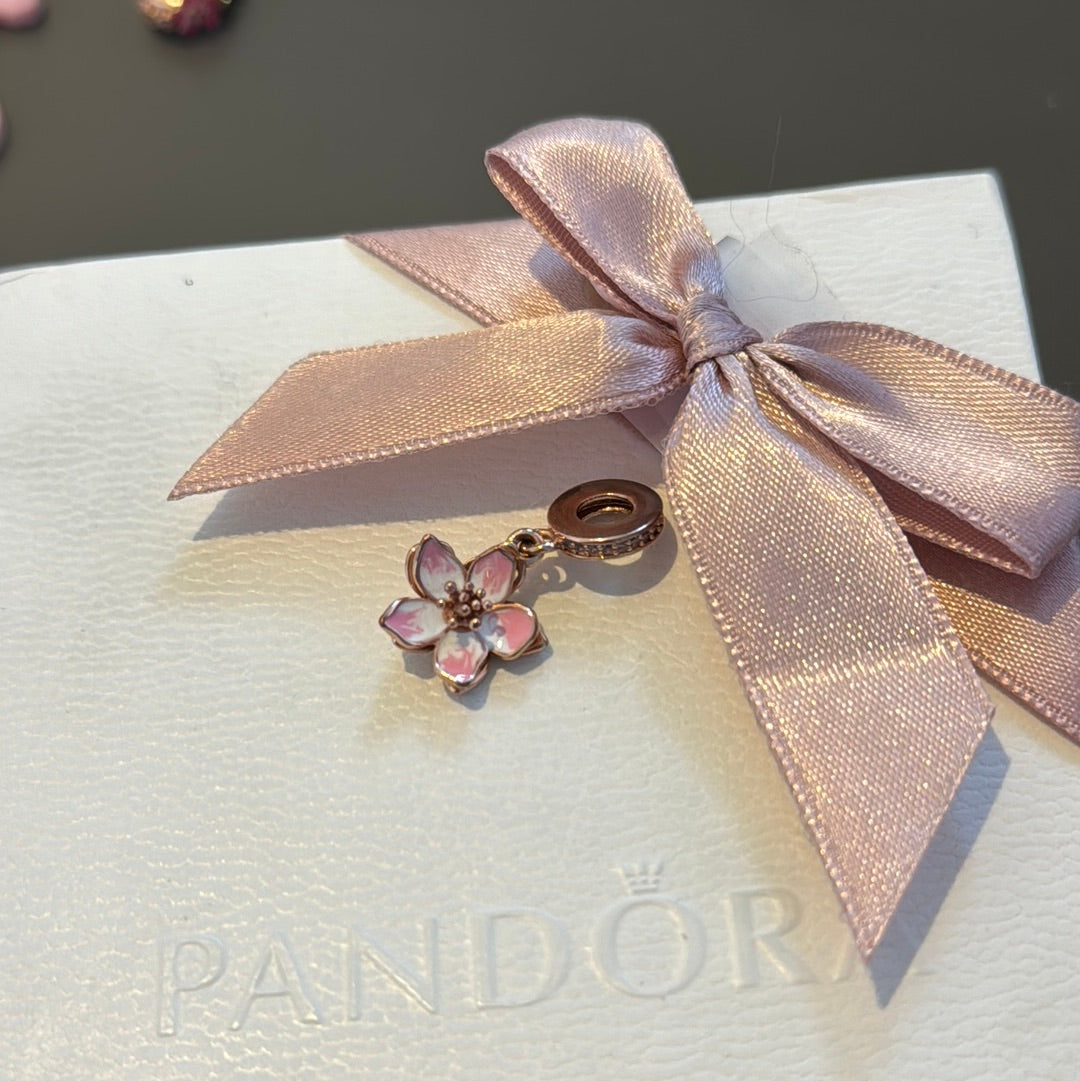 Genuine Pandora Rose Gold Cherry Blossom Flower Charm HTF