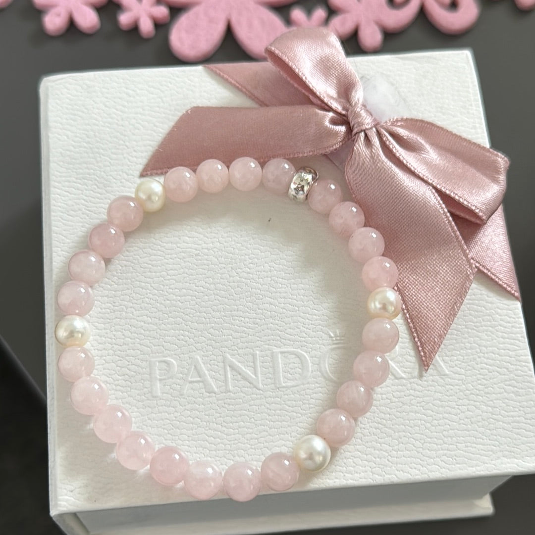Genuine Thomas Sabo Pink and Pearl Stone Bracelet Stretchy