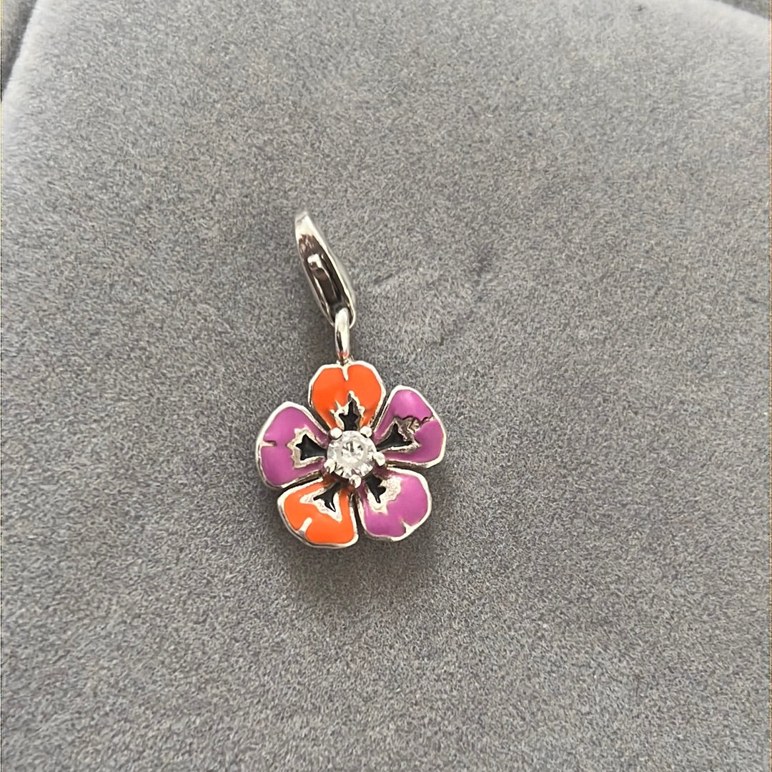 Genuine Thomas Sabo Enamel Pansy Flower Dangle Charm