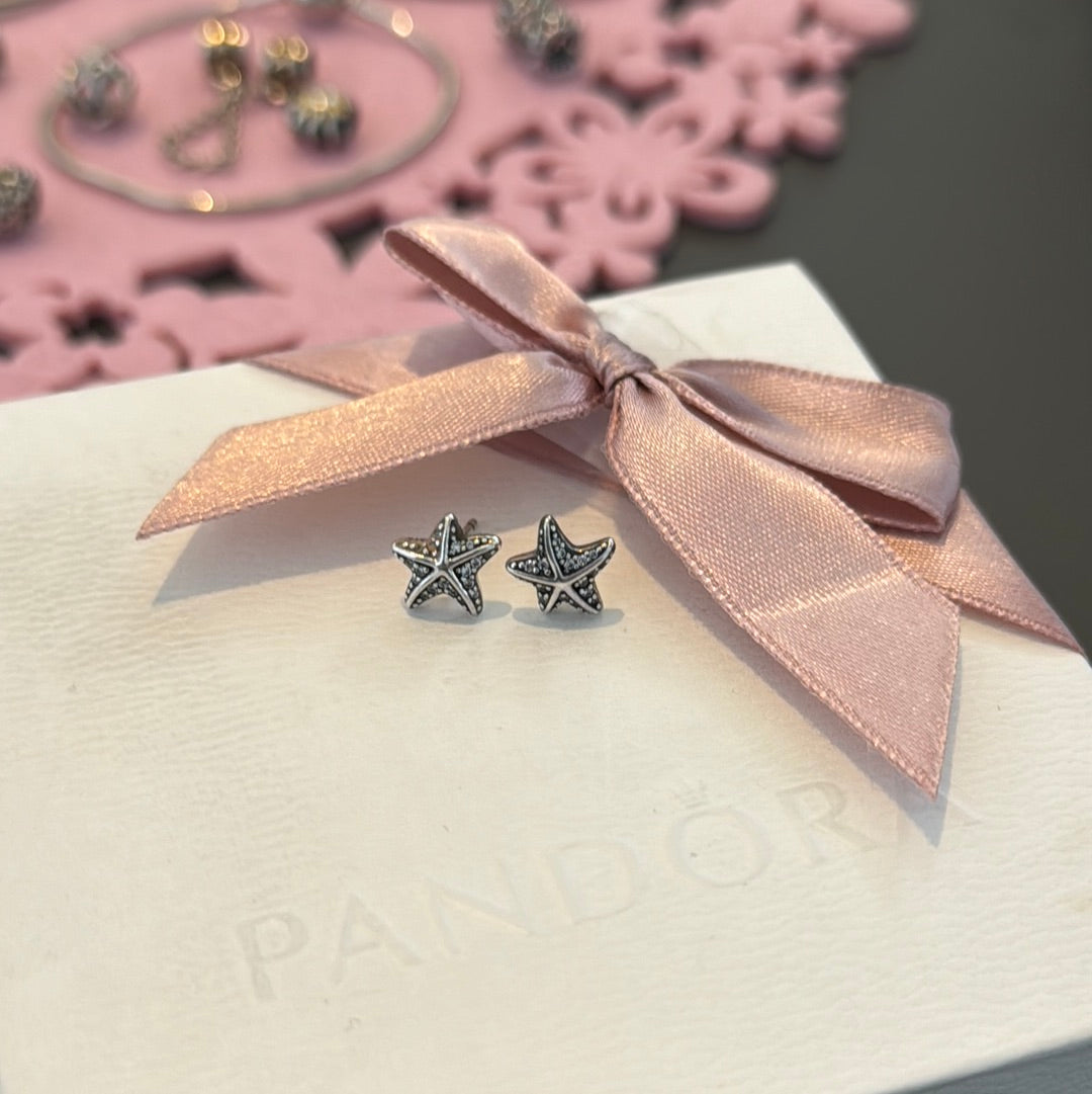 Genuine Pandora Pave Starfish Stud Earrings