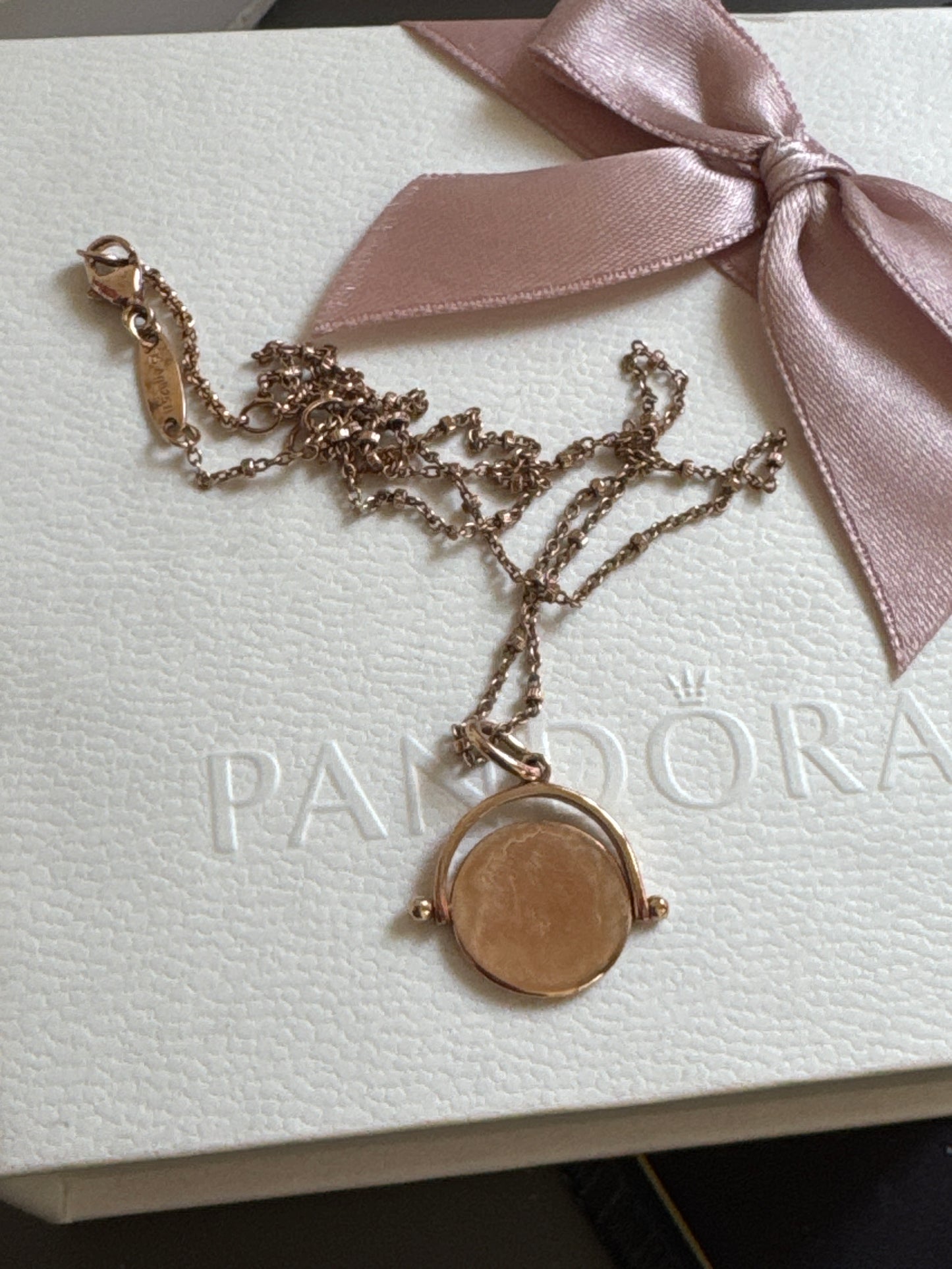 Genuine Thomas Sabo Rose Gold Beaded Belcher Necklace 45cm Chain Plain Disc Pendant