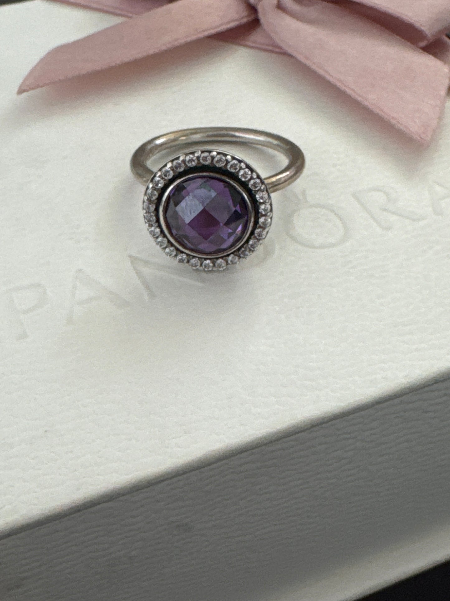 Genuine Pandora Brilliant Legacy Elegance Purple Faceted Ring 54