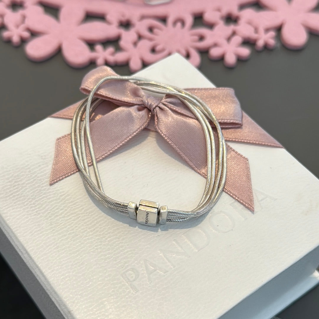 Genuine Pandora Reflexions Multi-Snake Chain Charm Bracelet 17.5cm
