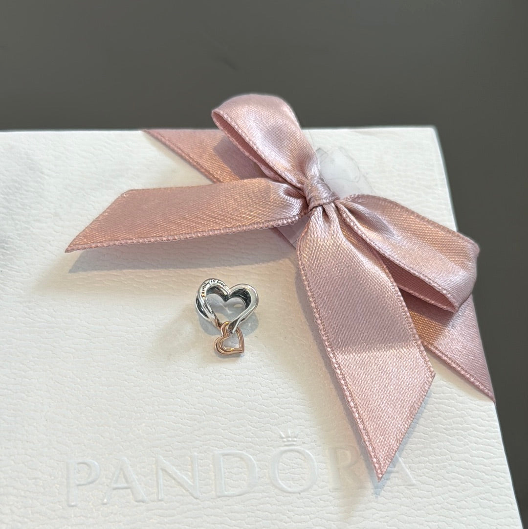 Genuine Pandora Rose Gold Dangle Heart Family is Love Charm